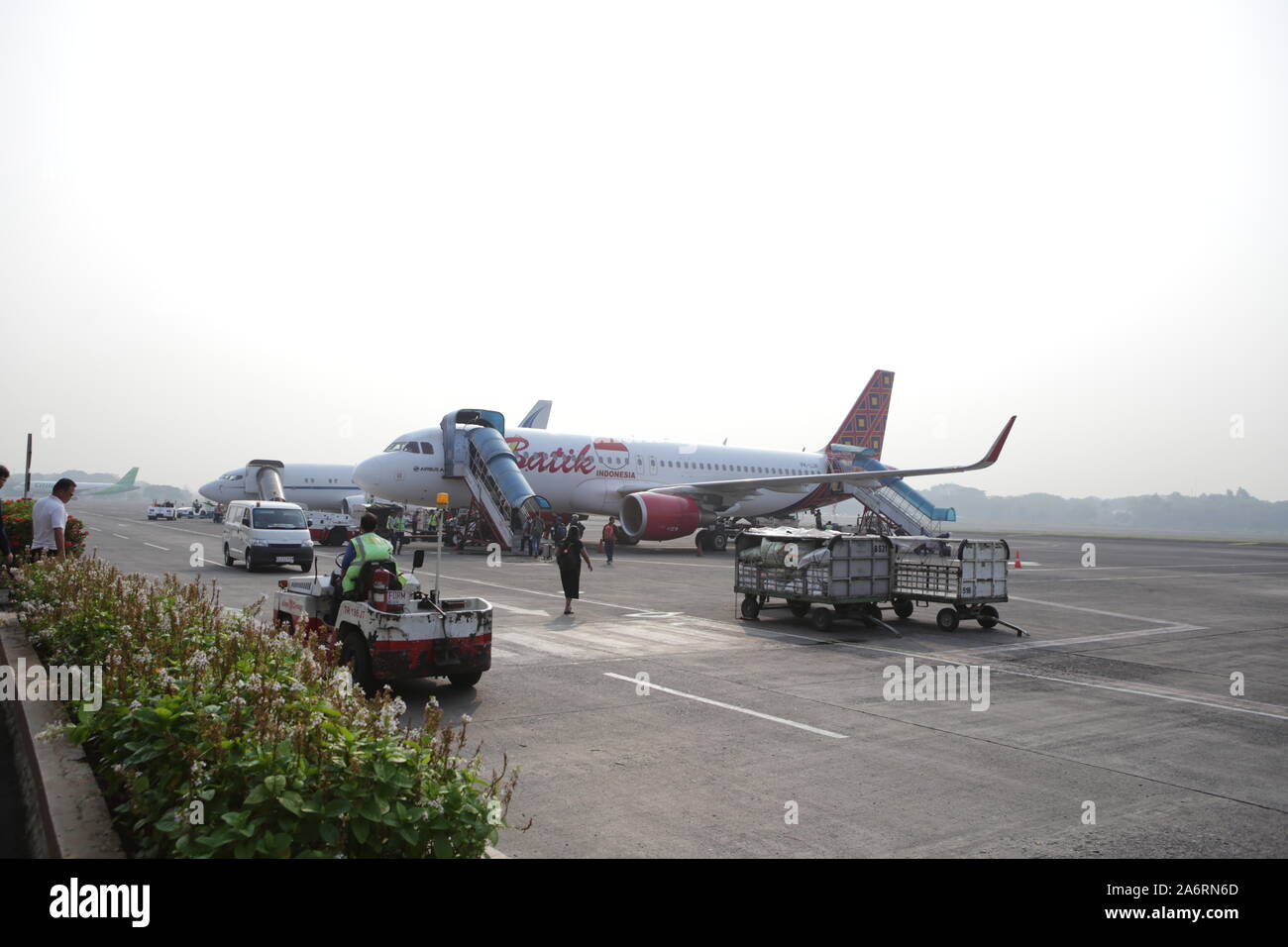 Batik Luft, der Airbus A320-Serie im Halim Perdana Kusuma Flughafen Jakarta Stockfoto