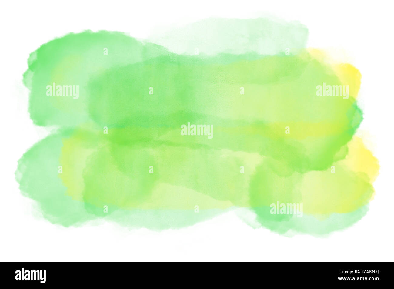 Hellgrün und gelb transparent Pastell Aquarell stroles auf weißem Hintergrund. Stockfoto