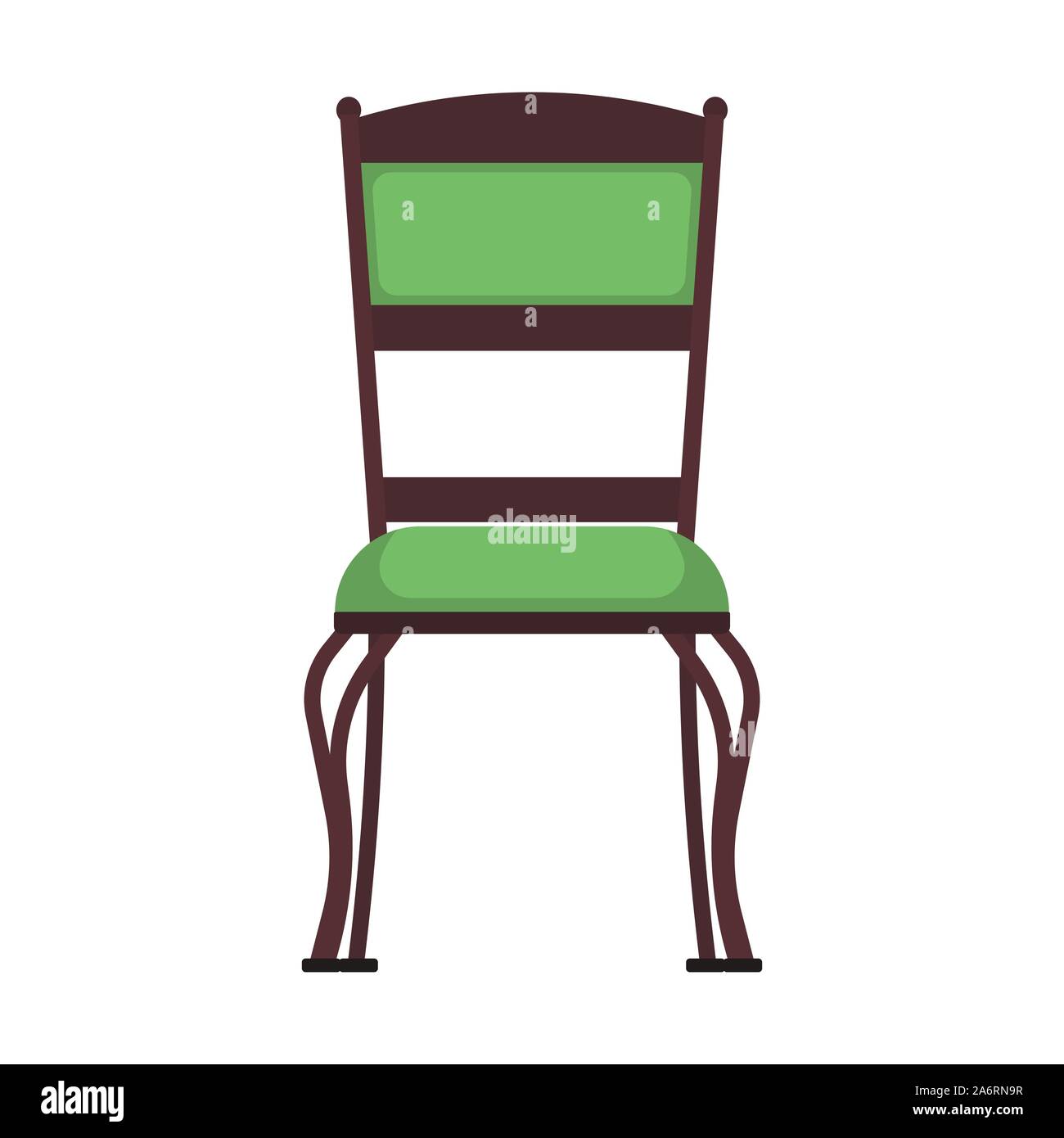Klassischer Stuhl grün Vektor Symbol Vorderansicht. Möbel Home Interior isoliert. Retro Luxus Zimmer sitzen. Cartoon sofa flach Hocker Stock Vektor