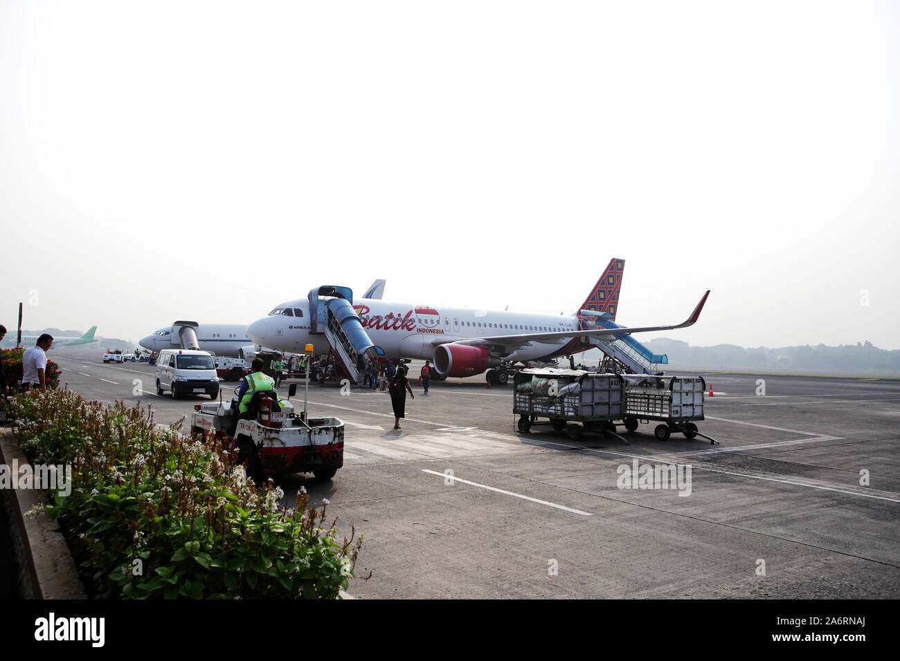 Batik Luft, der Airbus A320-Serie im Halim Perdana Kusuma Flughafen Jakarta Stockfoto