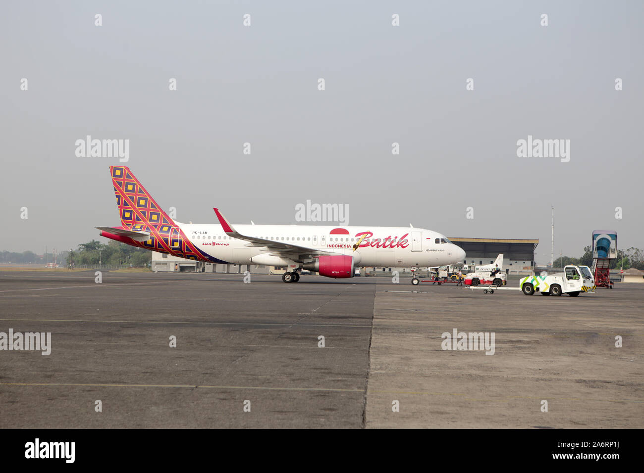 Batik Luft, mit Airbus 320, in Halim Perdanakusuma Flughafen Jakarta Stockfoto