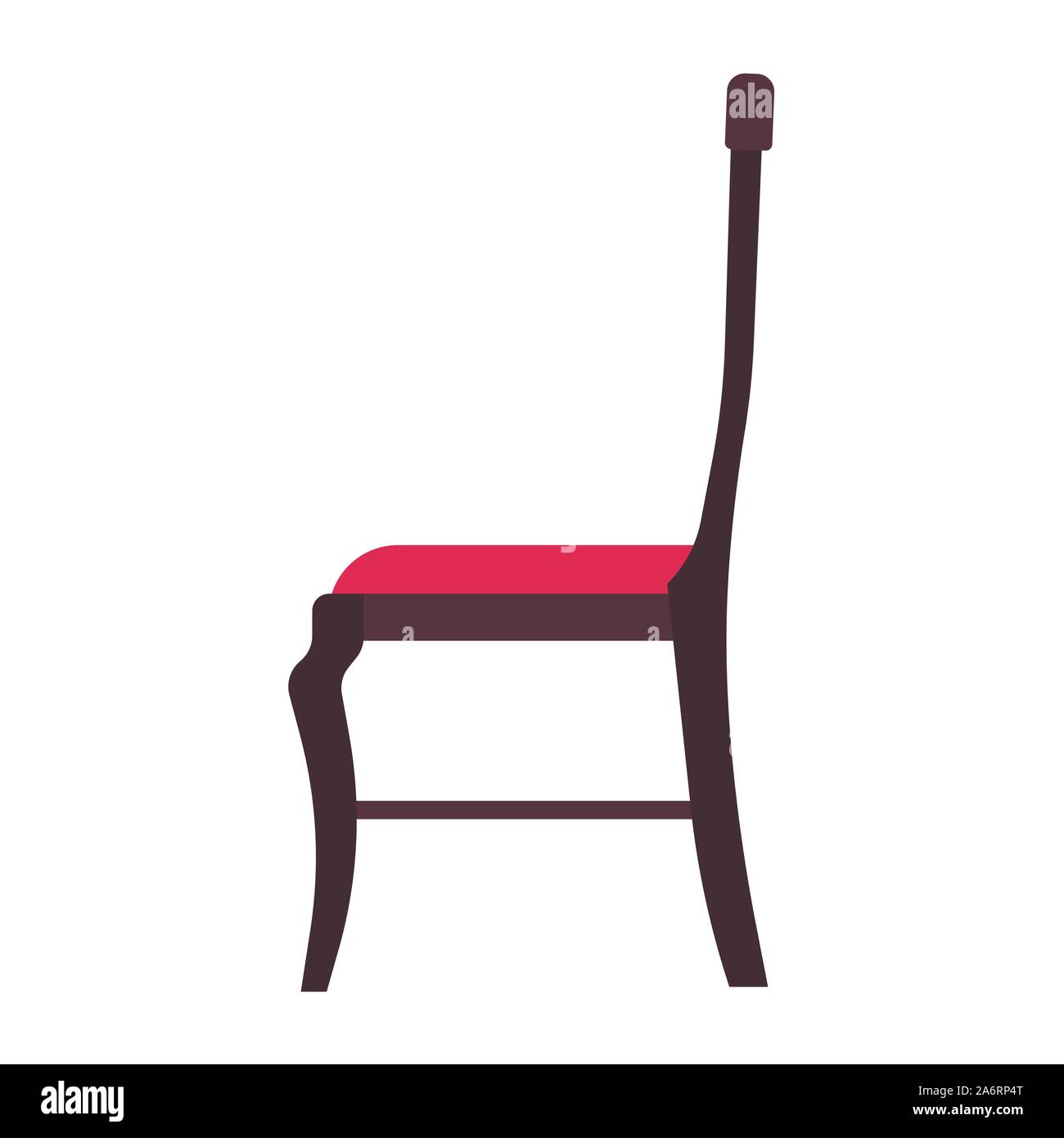 Klassischer Stuhl rot Vektor Symbol Seitenansicht. Möbel Home Interior isoliert. Retro Luxus Zimmer sitzen. Cartoon sofa flach Hocker Stock Vektor
