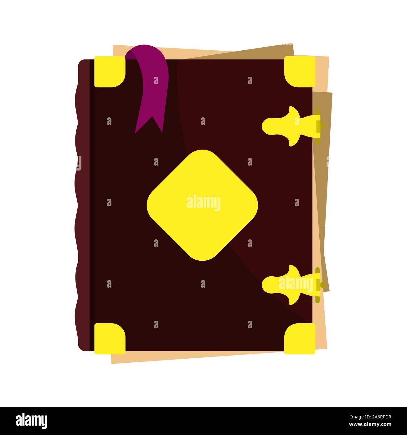 Magic Vektor fantasy Seite Geheimnis Symbol. Weisheit alte Märchen Zauber Mystiker. Legende Magier Zauberer Märchen Blatt. Stock Vektor