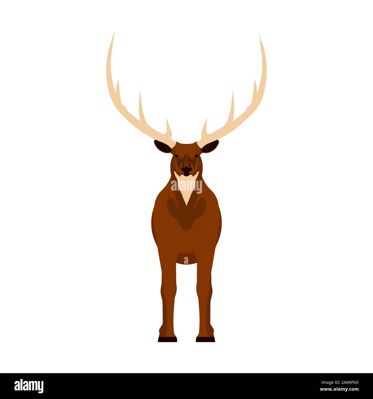 Elk vector illustration symbol Vorderansicht. Tierwelt Reh säugetier Kunst Natur mit Horn. Geweih Kopf cartoon Wald fauna Zoo Stock Vektor