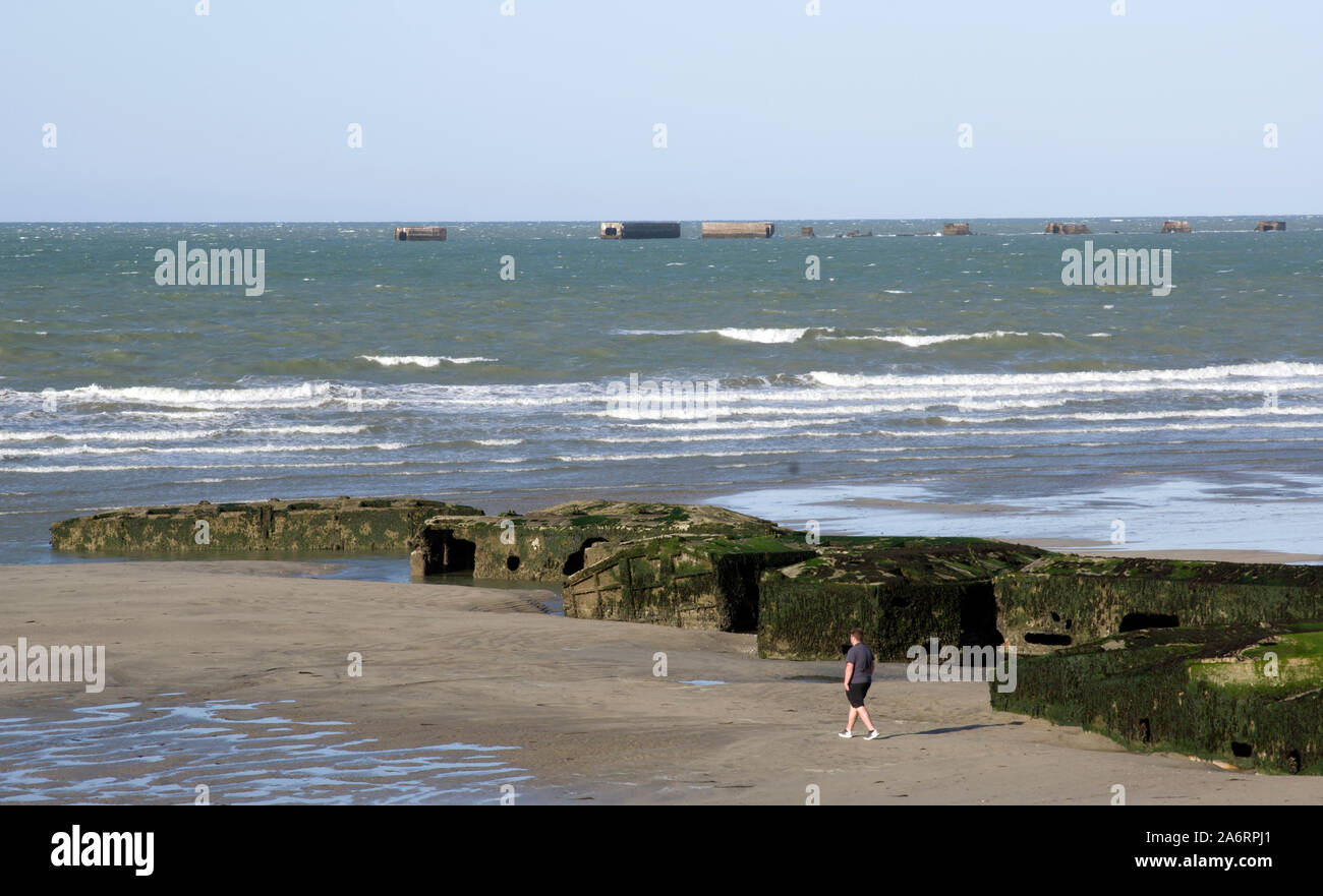 Aromanches, bleibt der Maulbeerbäume Hafen in der D-Day Landungen verwendet Stockfoto