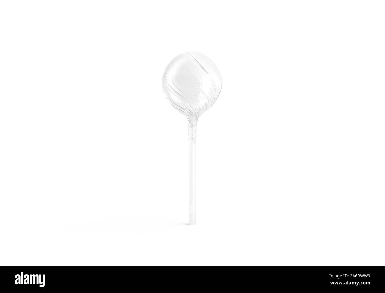 Blanker weißer Lollipop-Wrapper-Mockup, Vorderansicht Stockfoto