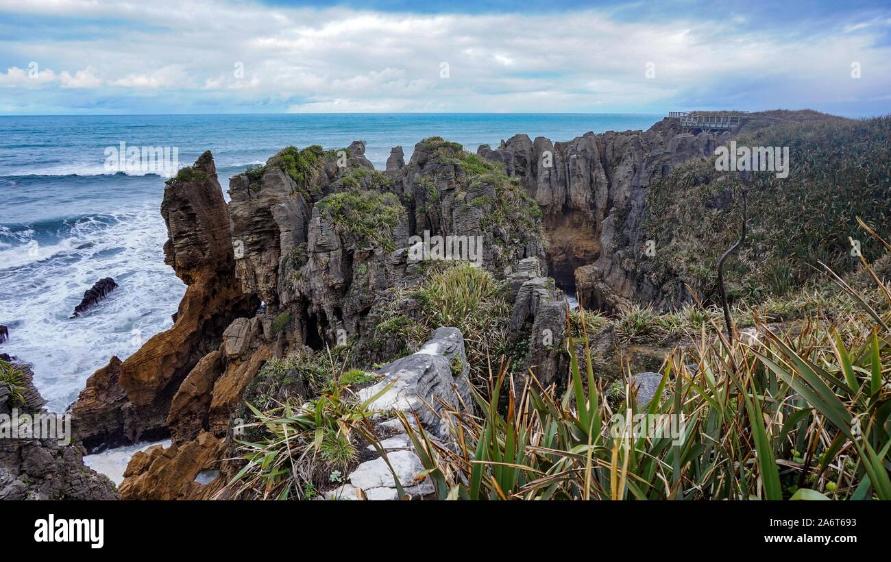 Punakaiki Pancake Rocks, an der die West Coast, Neuseeland Stockfoto