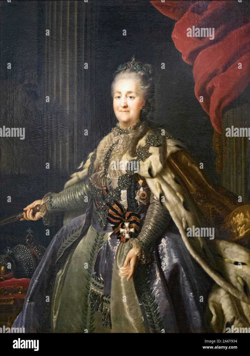Portrait von Katharina der Großen von einem unbekannten Künstler. Katharina II., Katharina die Große, 1729 - 1796. Deutsche geboren Kaiserin von Russland. In t ausgestellt Stockfoto