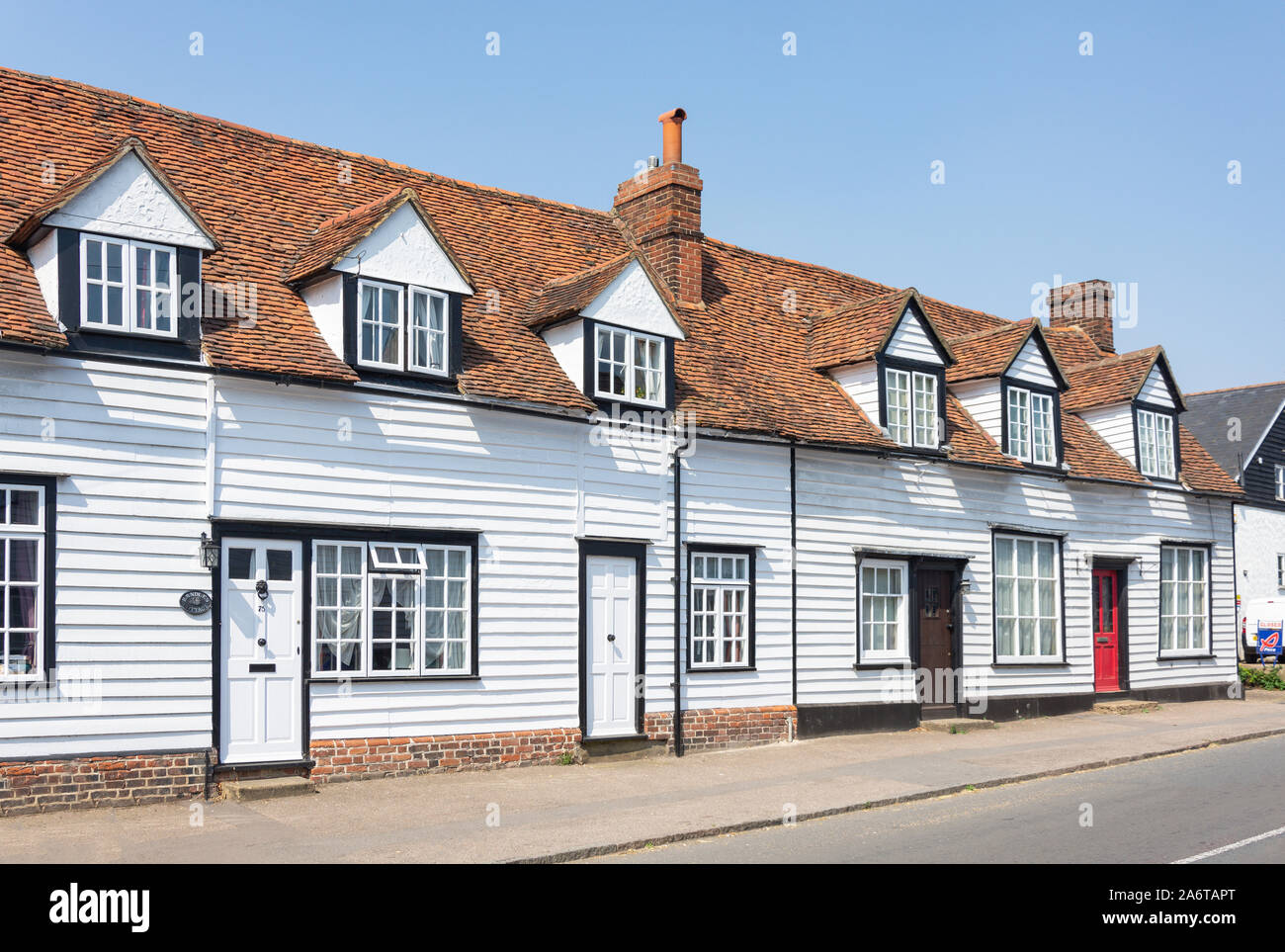 Zeitraum Gebäude aus Holz, High Street, Hunsdon, Hertfordshire, England, Vereinigtes Königreich Stockfoto