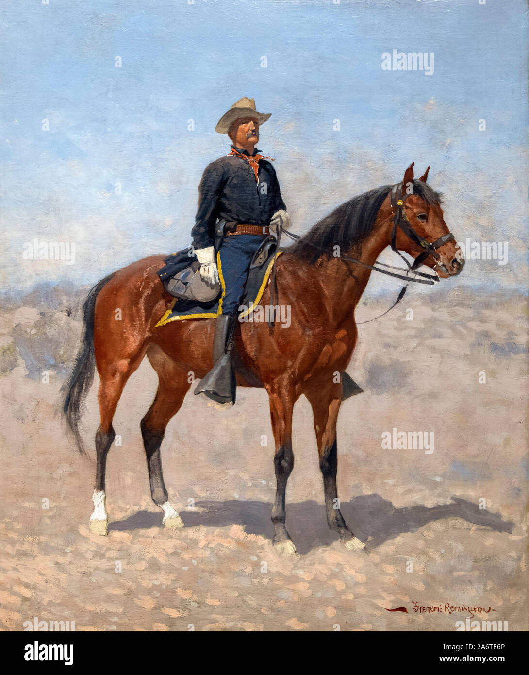 Kavallerie Trooper auf dem Pferd von Frederic Remington (1861-1909), Öl auf Leinwand, 1890 Stockfoto