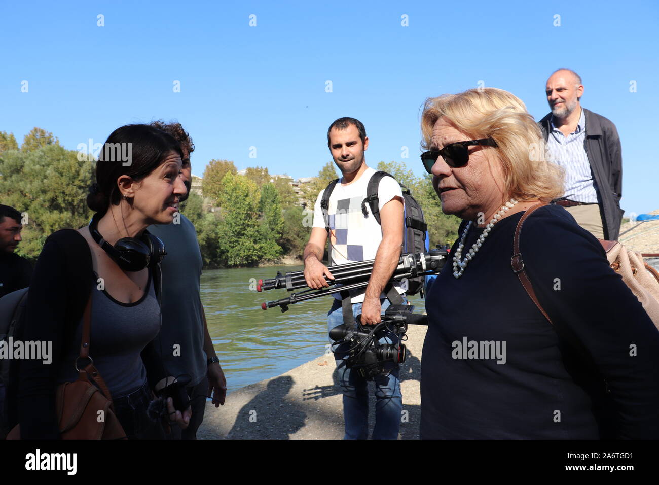 Fiume Tevere - Risalita in gommone - Roma Stockfoto