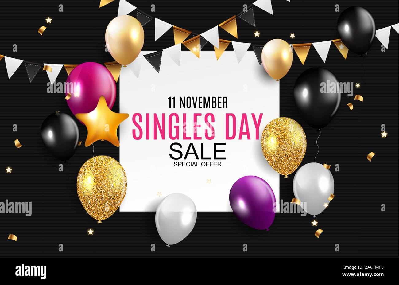 November 11 Singles Tag Verkauf Zusammenfassung Hintergrund.. Vector Illustration Stock Vektor