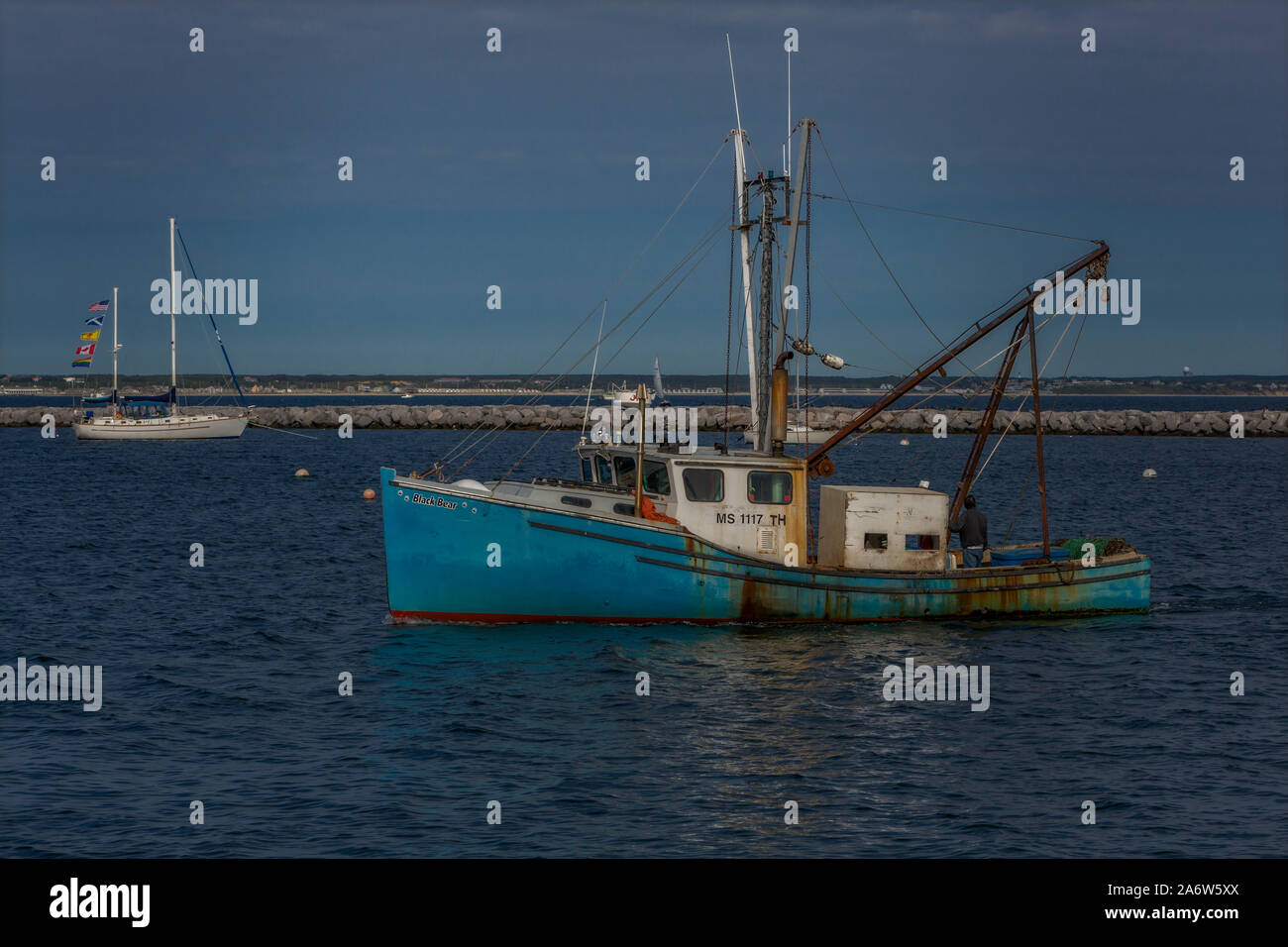 Verankerten Angeln Troller Stockfoto