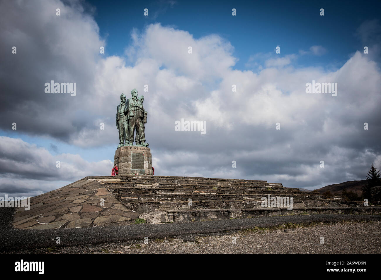 Armee Kommandos Denkmal an der Spean Bridge in den schottischen Highlands zu jenen Soldaten während des Zweiten Weltkrieges von 1939-45 getötet Stockfoto