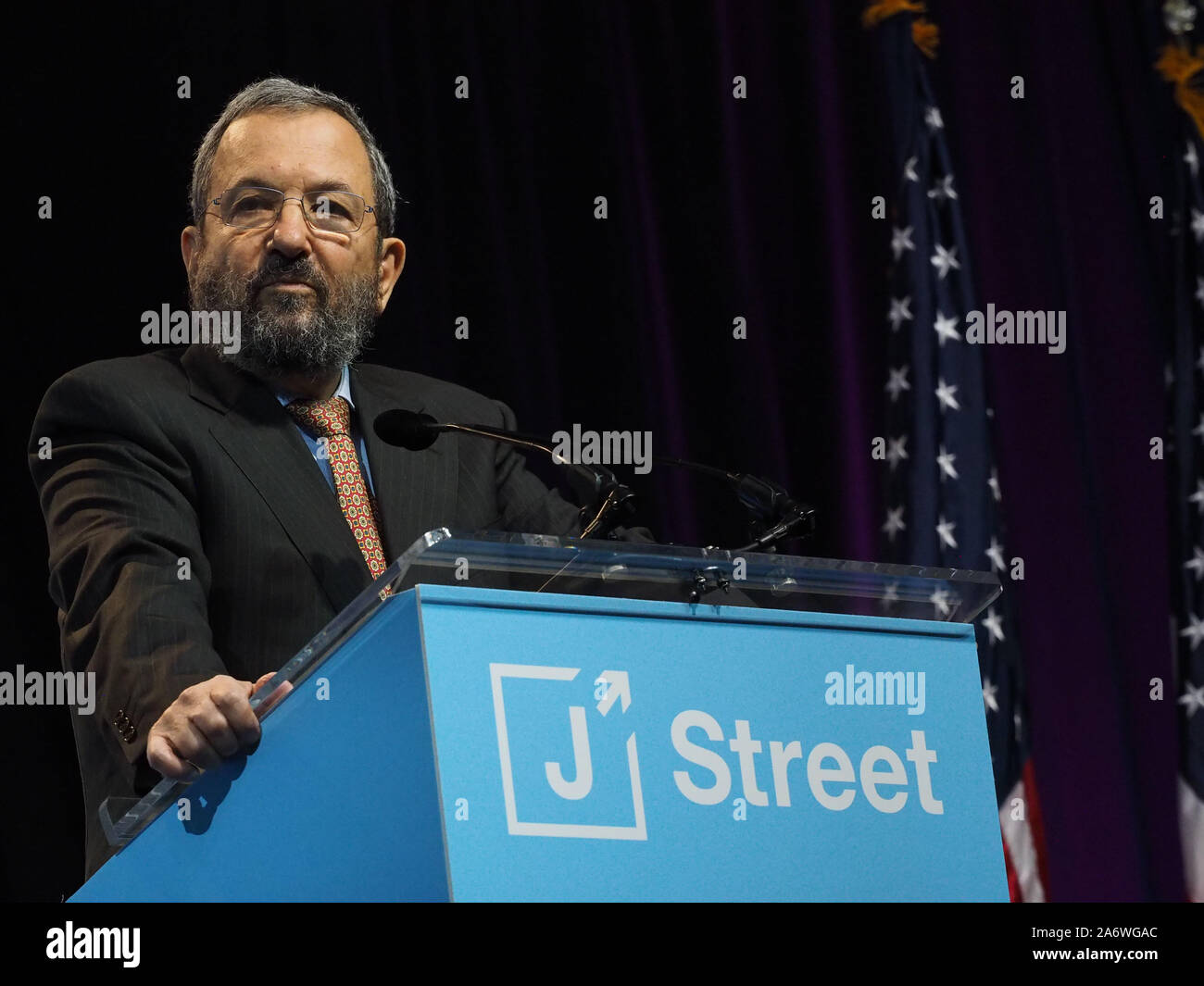 Washington DC, USA. 28 Okt, 2019. Der ehemalige israelische Ministerpräsident Ehud Barak Adressen Das J Street nationale Konferenz, die 4000 Credit besucht: Sue Dorfman/ZUMA Draht/Alamy leben Nachrichten Stockfoto