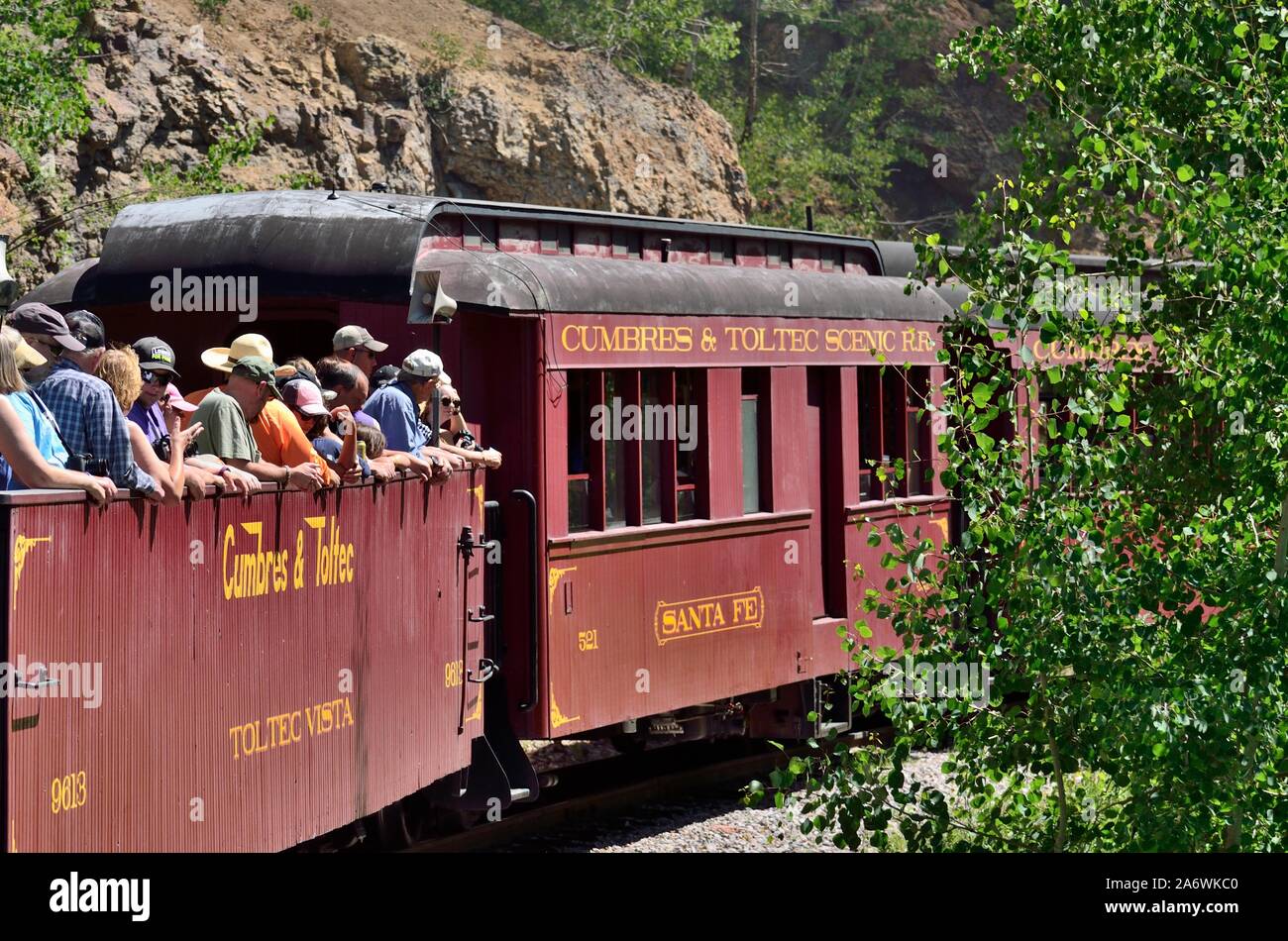 Toltec Vista Bahn Auto, Labato zu Cumbres Pass, auf der Cumbres & Toltec Scenic Railroad von Chama, NM bis Antonito, CO 190712 75001 Stockfoto