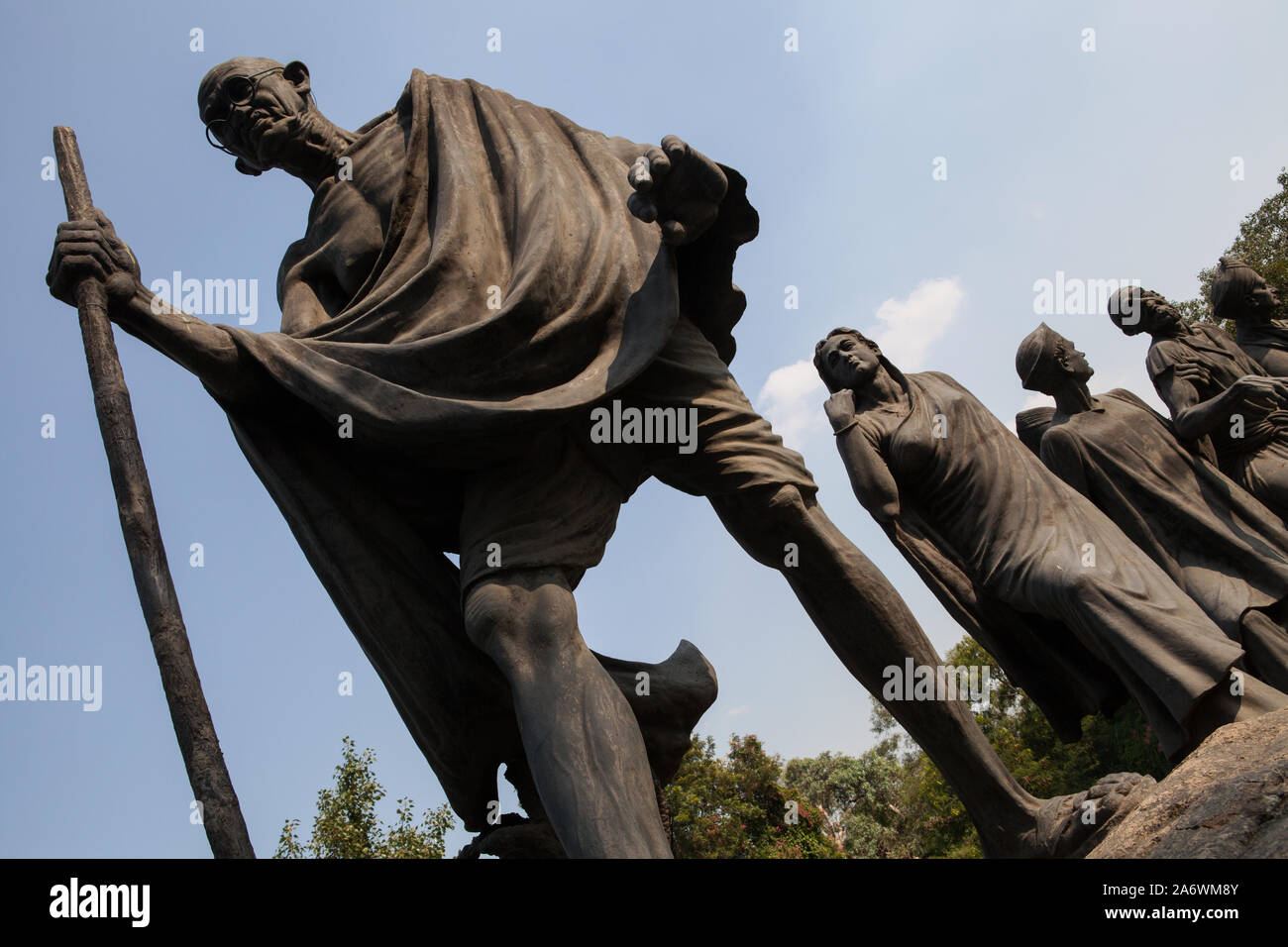 Die Gyarah Murti Statue in Delhi das Salz März unter der Führung von Mahatma Gandhi zu gedenken. Stockfoto