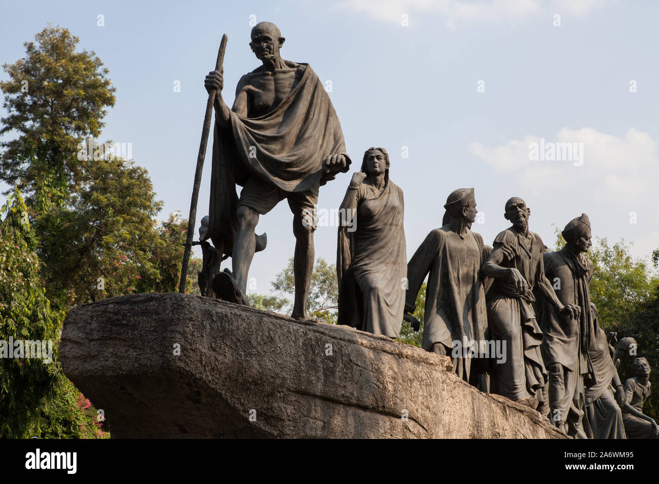 Die Gyarah Murti Statue in Delhi das Salz März unter der Führung von Mahatma Gandhi zu gedenken. Stockfoto