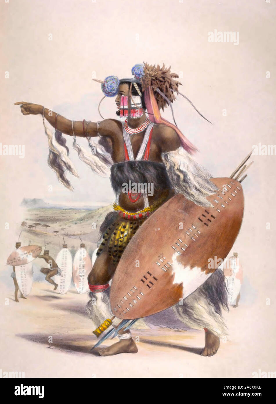 Utimuni, Neffe von Chaka, Ende der Zulu König, Südafrika, ca. 1849 Stockfoto