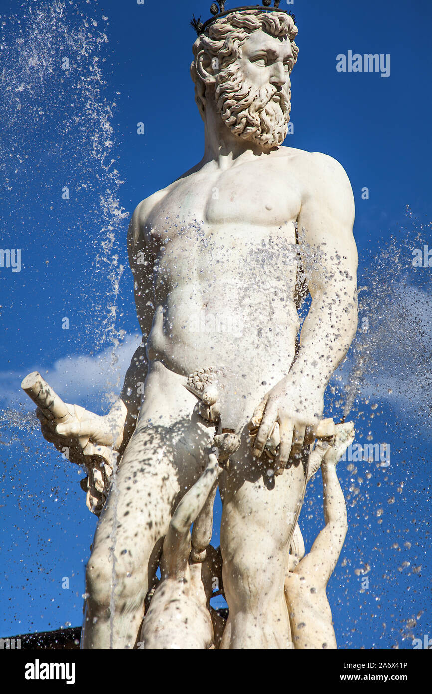 Am Neptunbrunnen in Florenz an der Piazza della Signoria Toskana Italien Stockfoto