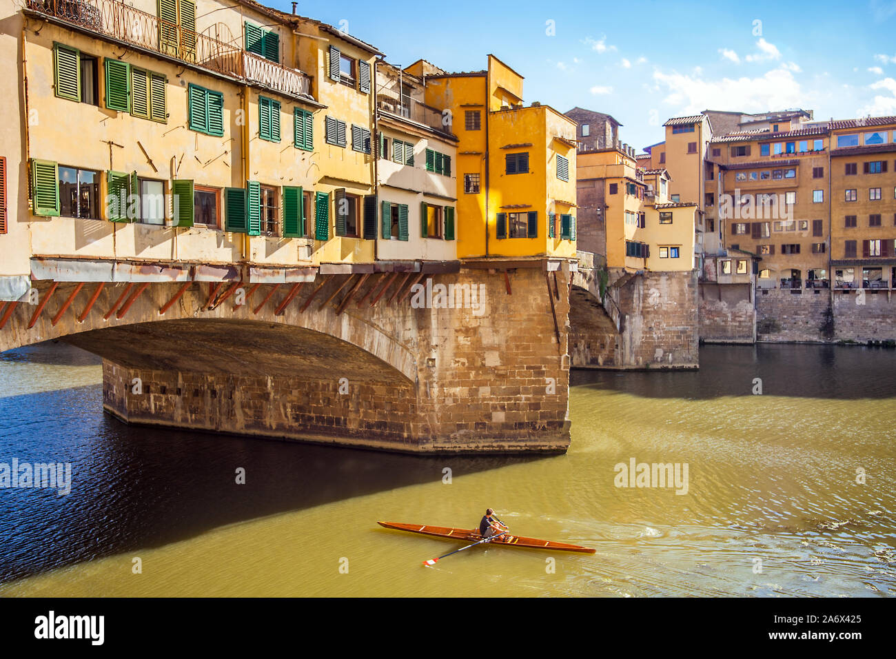 Blick auf den Ponte Vecchio in Florenz Toskana Italien Stockfoto