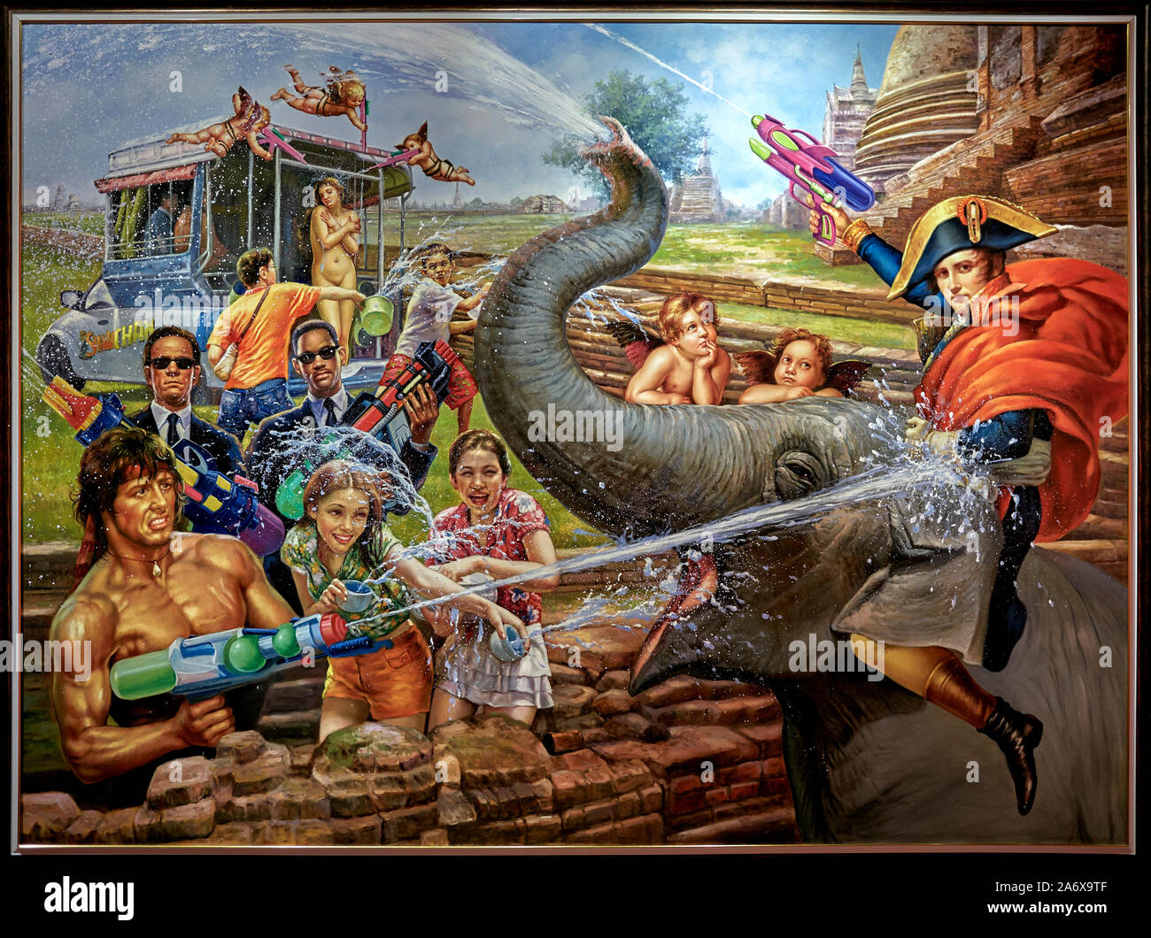 Malerei berühmte Menschen, Parodie Art Museum, Pattaya, Thailand, Südostasien Stockfoto