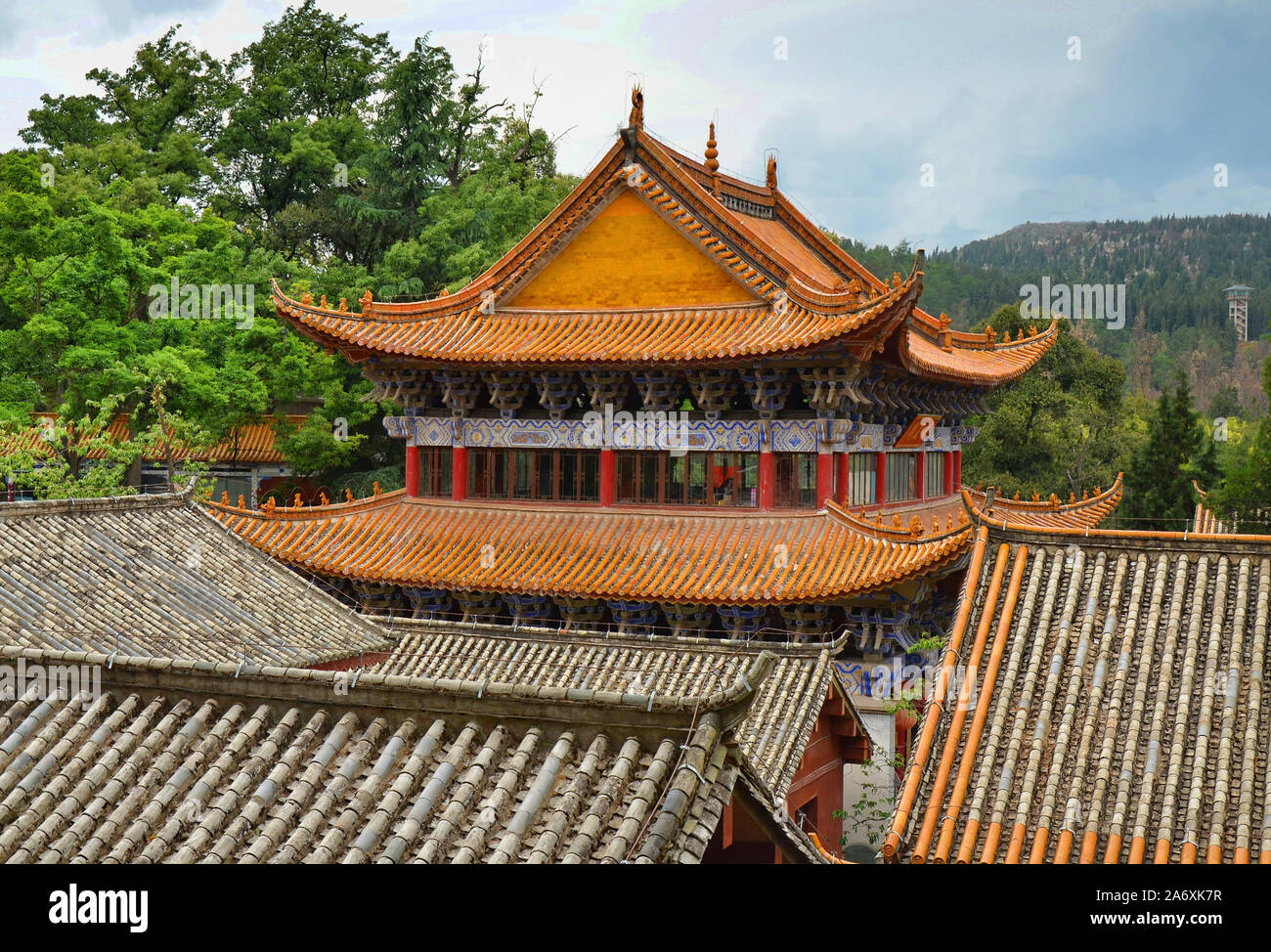 Qiongzhu Tempel oder Bambus-Tempel, Kunming Stadt, Yunnan Provinz, China. Stockfoto