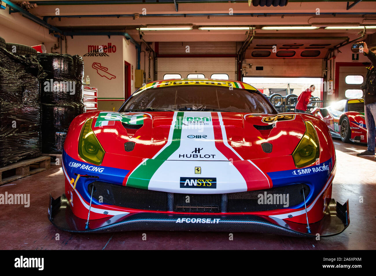 Ferrari vincitrice delle 24 Std. von Le Mans während Ferrari Challenge World Finals - Mugello 2019, Scarperia e San Piero, Italien, 27 Okt 2019, Motoren Ferrar Stockfoto