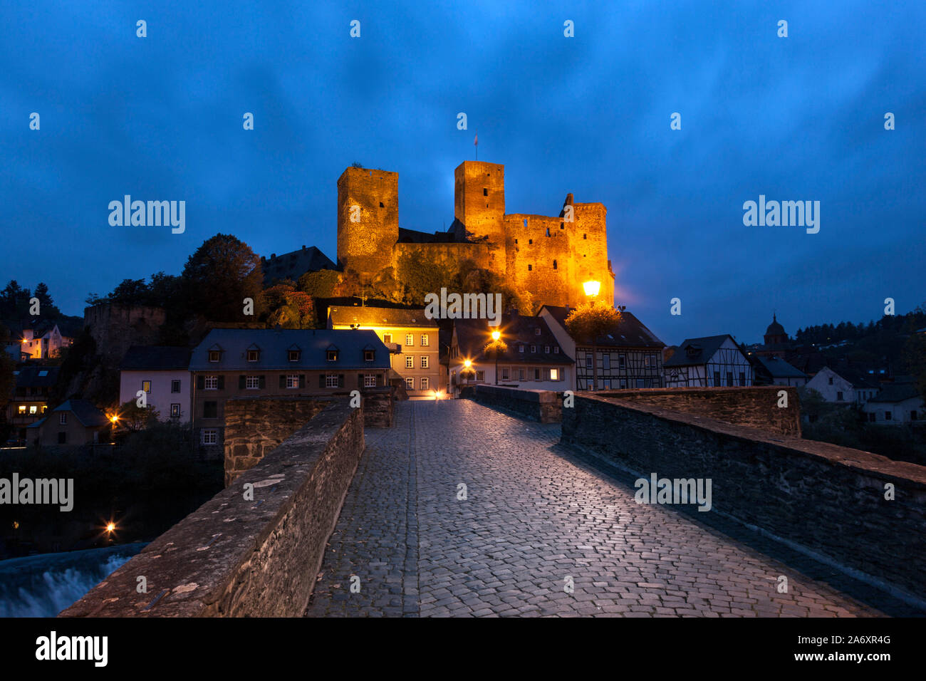 Die Burg Runkel in der Stadt des gleichen Namens auf der Lahn Stockfoto