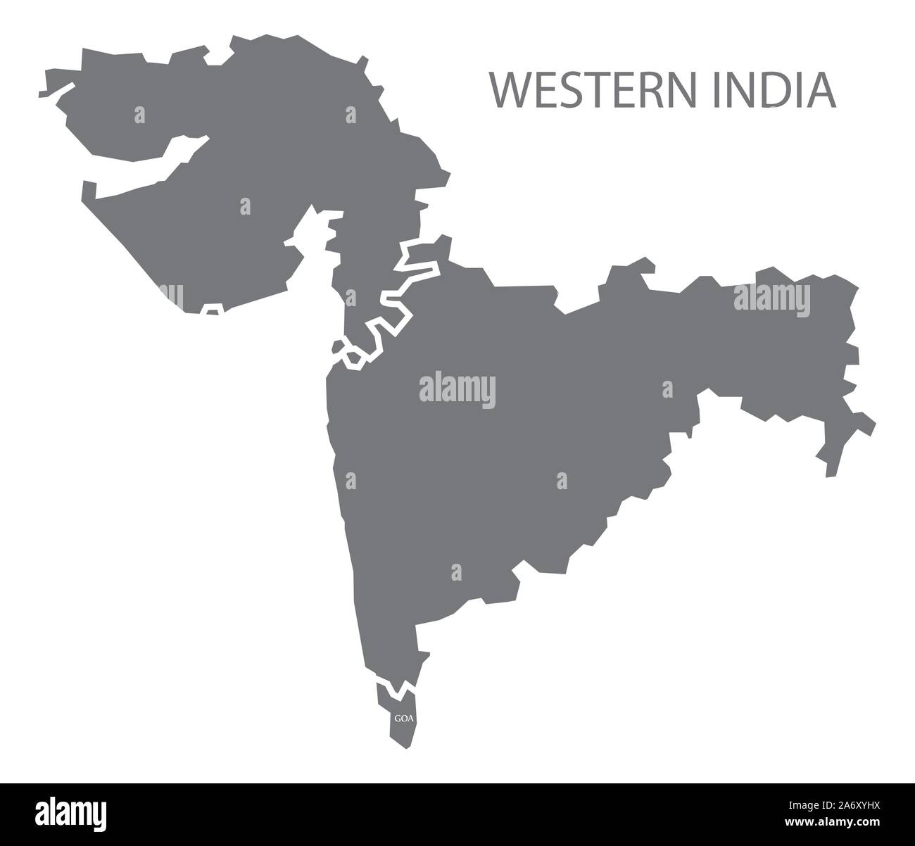Westliche Indien grau Region Karte Abbildung Stock Vektor