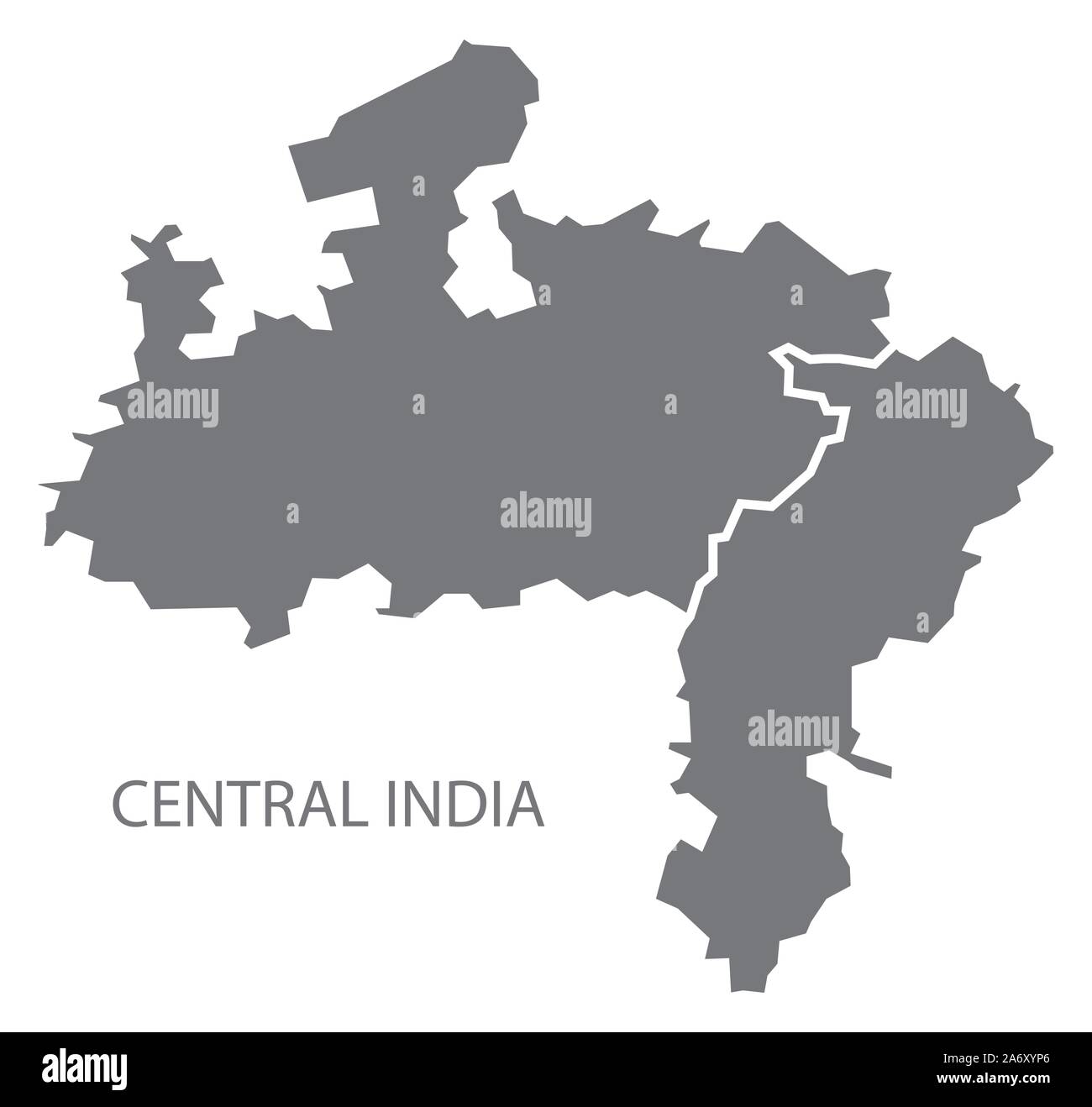 Zentrale Indien grau Region Karte Abbildung Stock Vektor