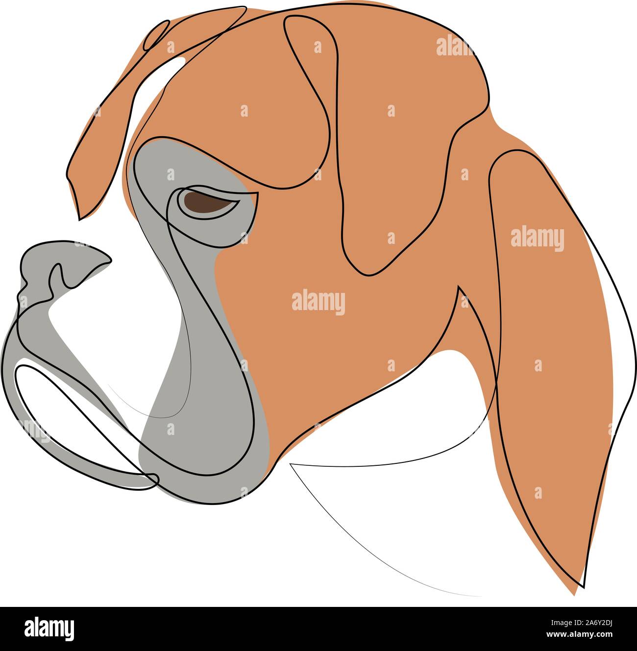 Durchgehende Linie Boxer. Einzelne Zeile minimal style Hund Vector Illustration Stock Vektor