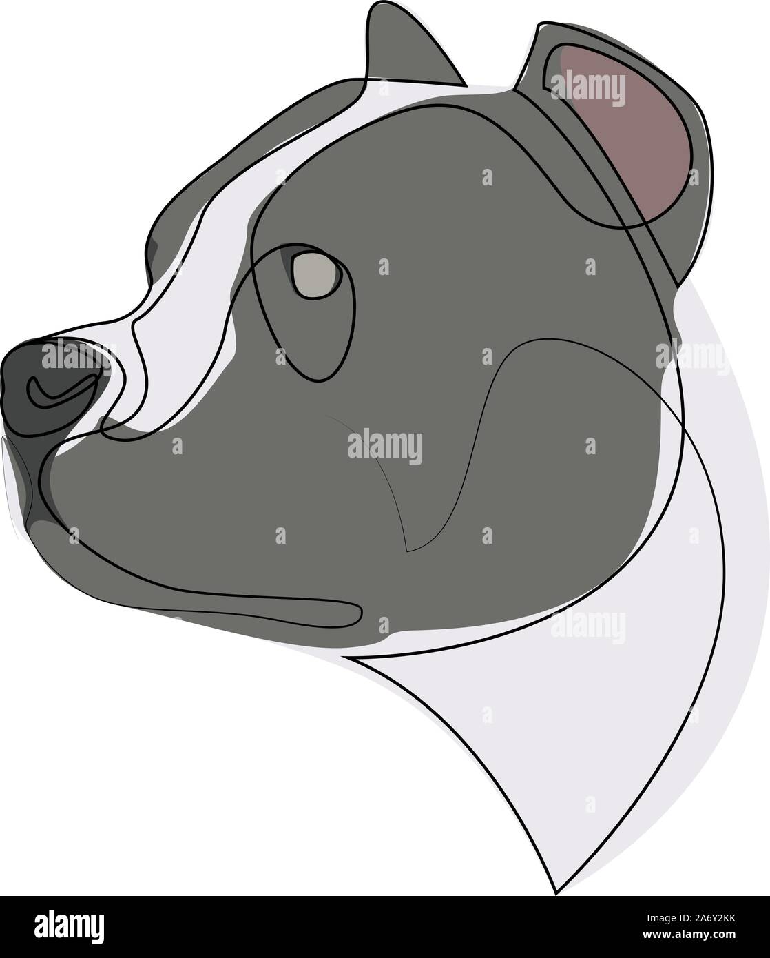 Durchgehende Linie Pit Bull. Einzelne Zeile minimal style Pitbull hund Vector Illustration Stock Vektor