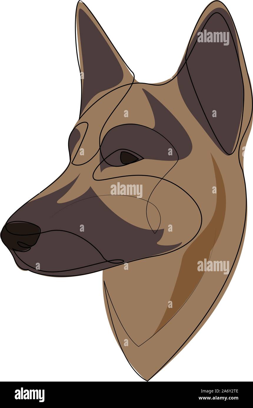 Durchgehende Linie Deutscher Schäferhund. Einzelne Zeile minimal style Schäferhund Vector Illustration Stock Vektor