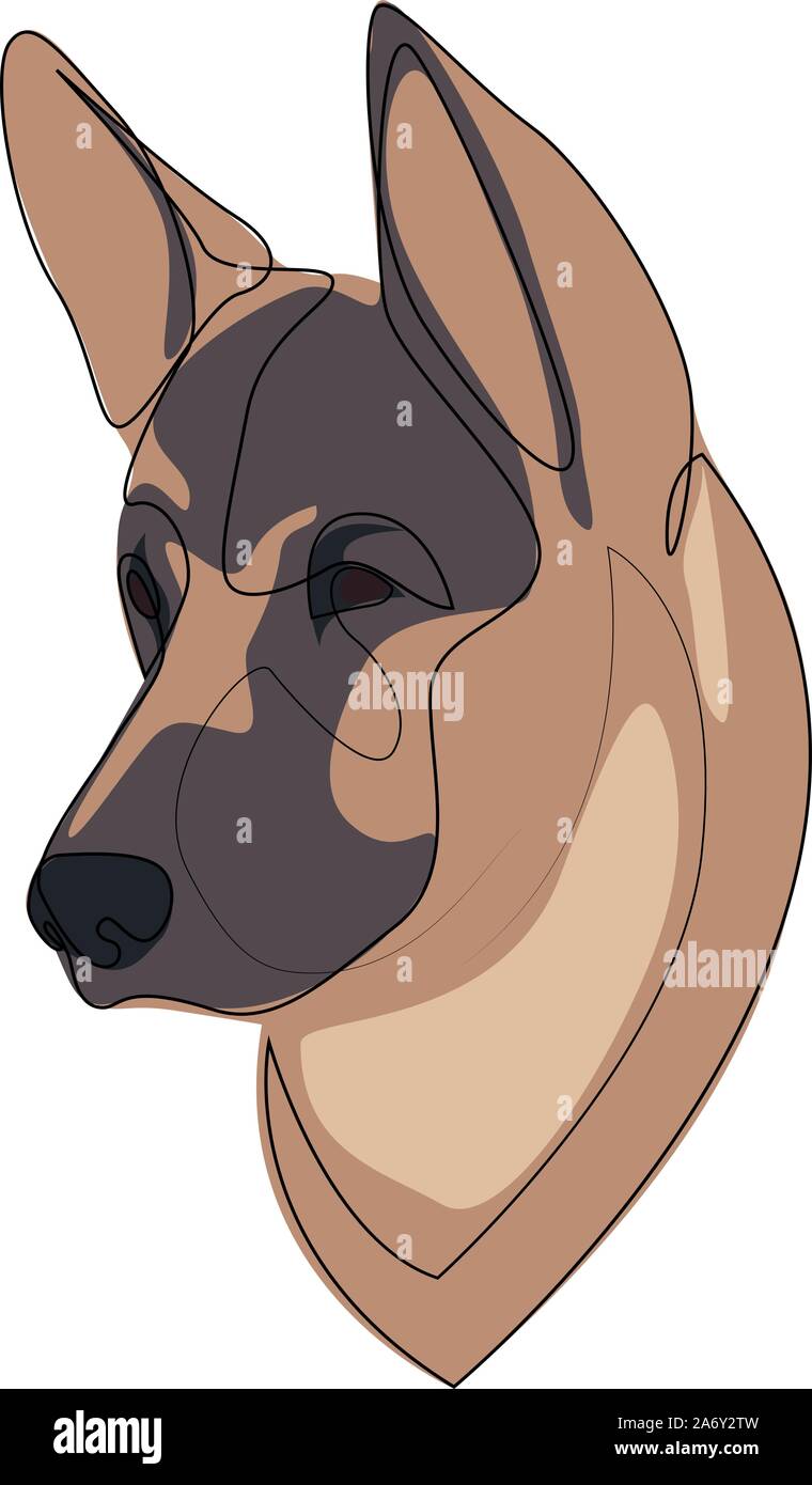 Durchgehende Linie Deutscher Schäferhund. Einzelne Zeile minimal style Schäferhund Vector Illustration Stock Vektor