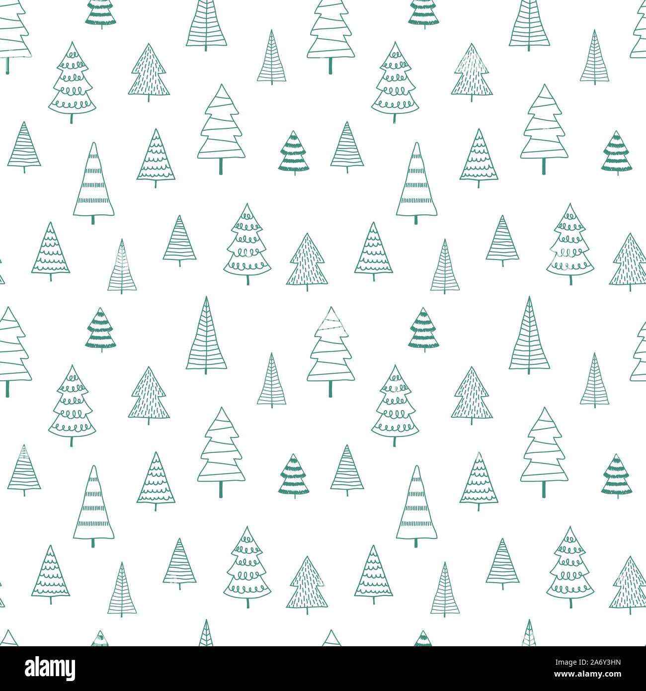 Schöne und süße Weihnachtsbäume nahtlose Muster, Hand gezeichnet und geschmückte Bäume - großartig für Textilien, Banner, Wallpaper, Karten - Vektor Oberfläche Stock Vektor