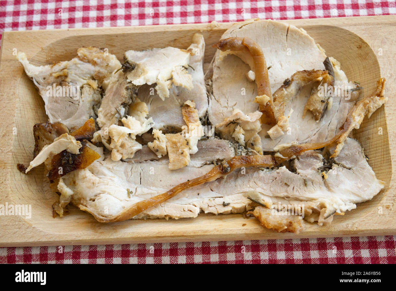 Spanferkel oder Porchetta di Montefalco Stockfoto