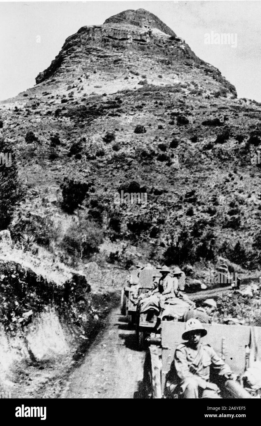 Italienische Artillerie, Amba alagi, äthiopische Krieg, 1935 Stockfoto