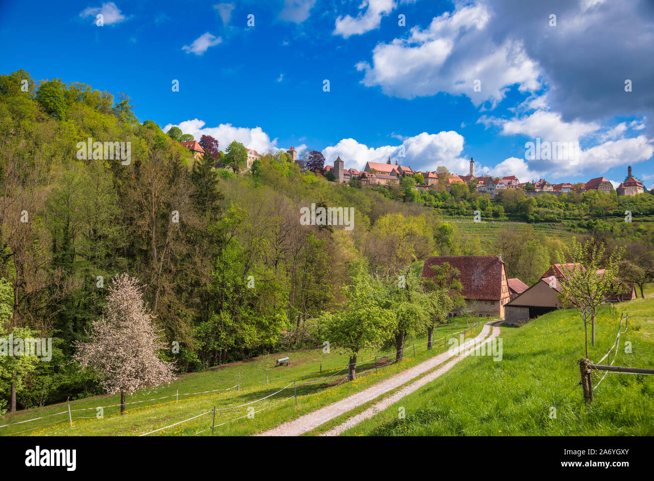 Malerische Skyline von Rothenburg o.d. Tauber, Bayern, Deutschland, Europa, eines der beliebtesten Reiseziel auf der Romantischen Straße touristische Route als s Stockfoto