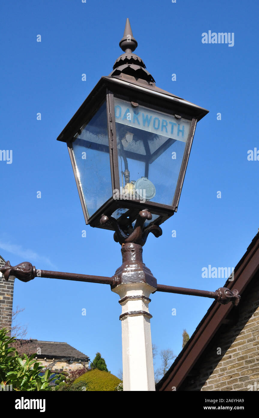 Gaslight, Oakworth, KWVR Stockfoto