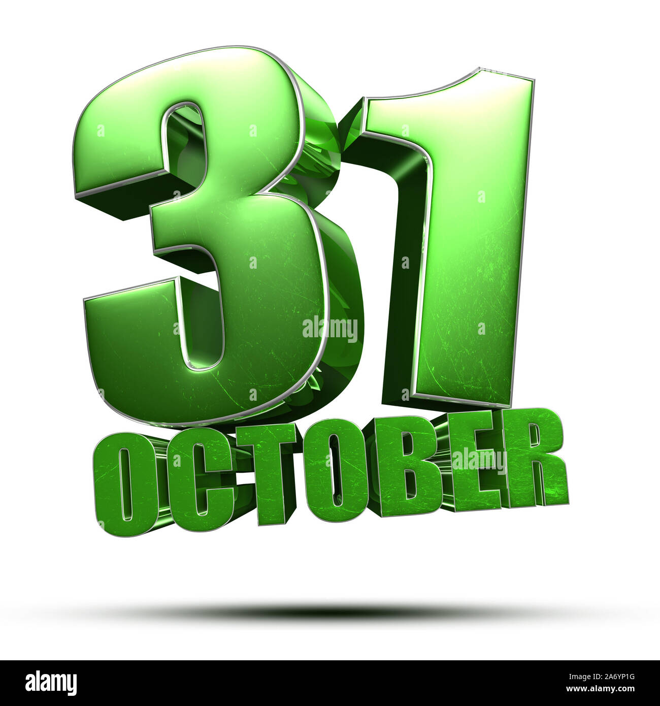 31. Oktober Gier 3d-Abbildung auf weißen Hintergrund. (mit Clipping Path). Stockfoto