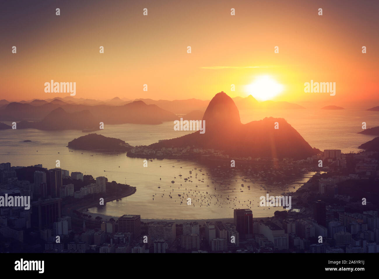 Brasilien, Rio De Janeiro, Ansicht der Zuckerhut und Rio de Janeiro Stadt Stockfoto