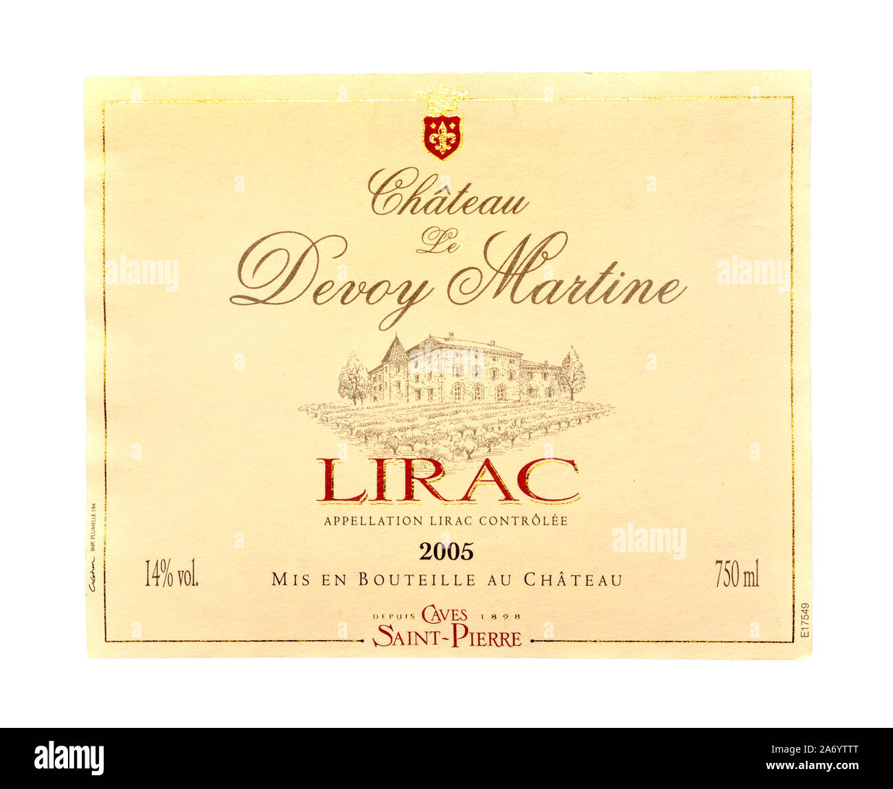 Französischer Wein Etikett - Lirac 2005 Stockfoto