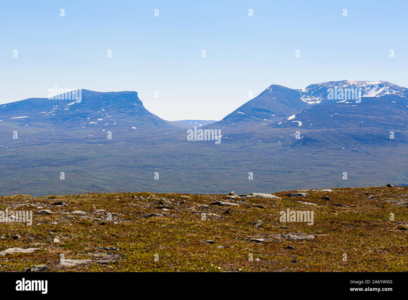 Die U-förmige Tal namens Tjuonavagge in der arktischen Region Schwedens im Sommer Stockfoto