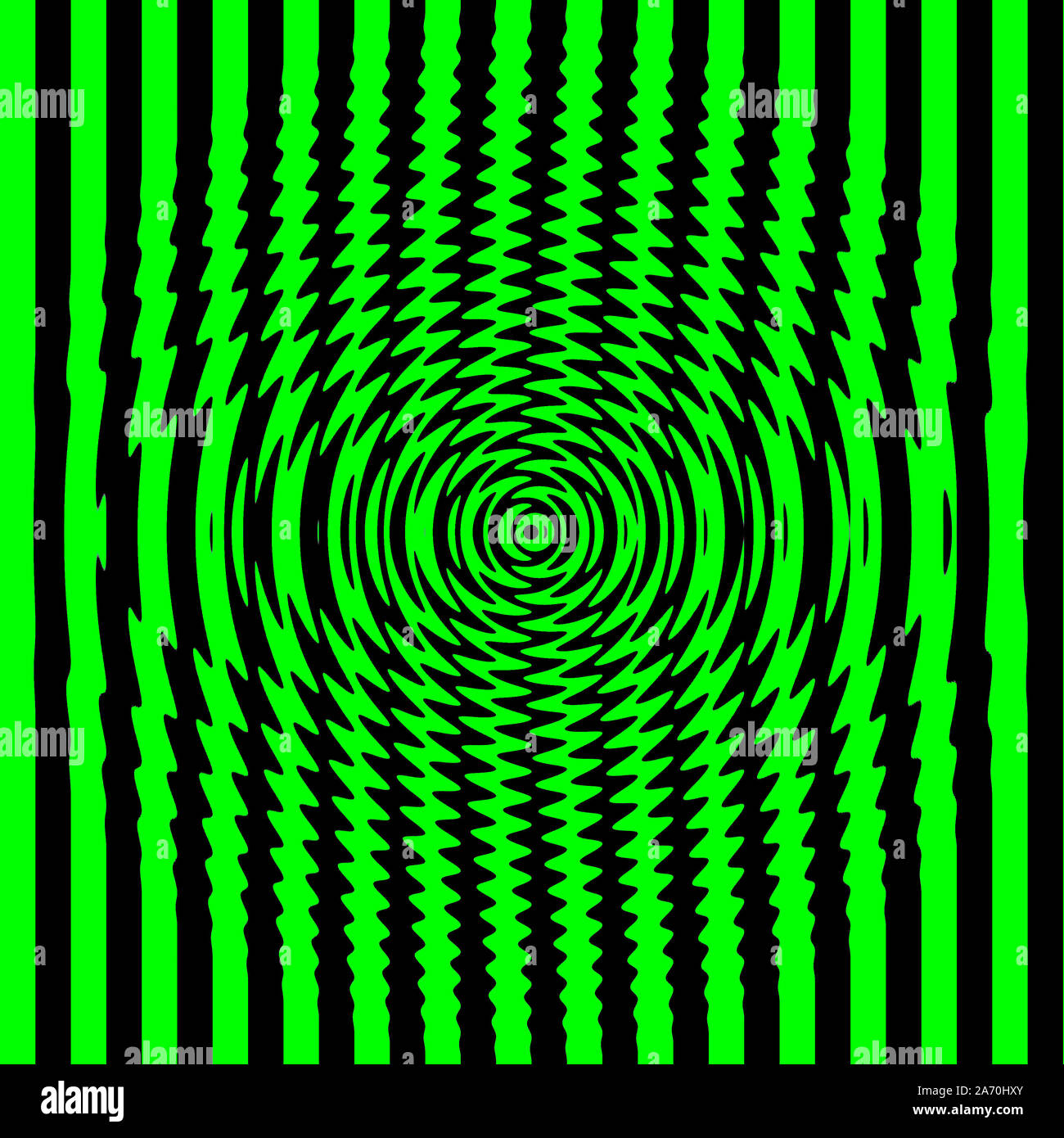 Optische Wirkung mit grünen und schwarzen Linien Stockfoto