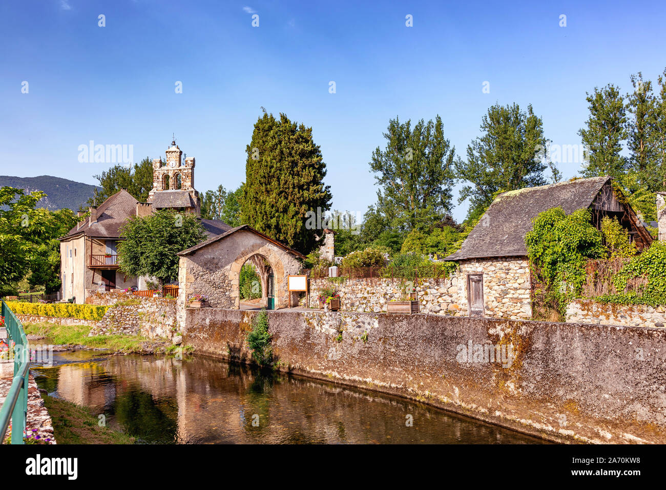 Audressein Dorf im Departement Ariège, in den Pyrenäen, Occitanie Region, Frankreich Stockfoto