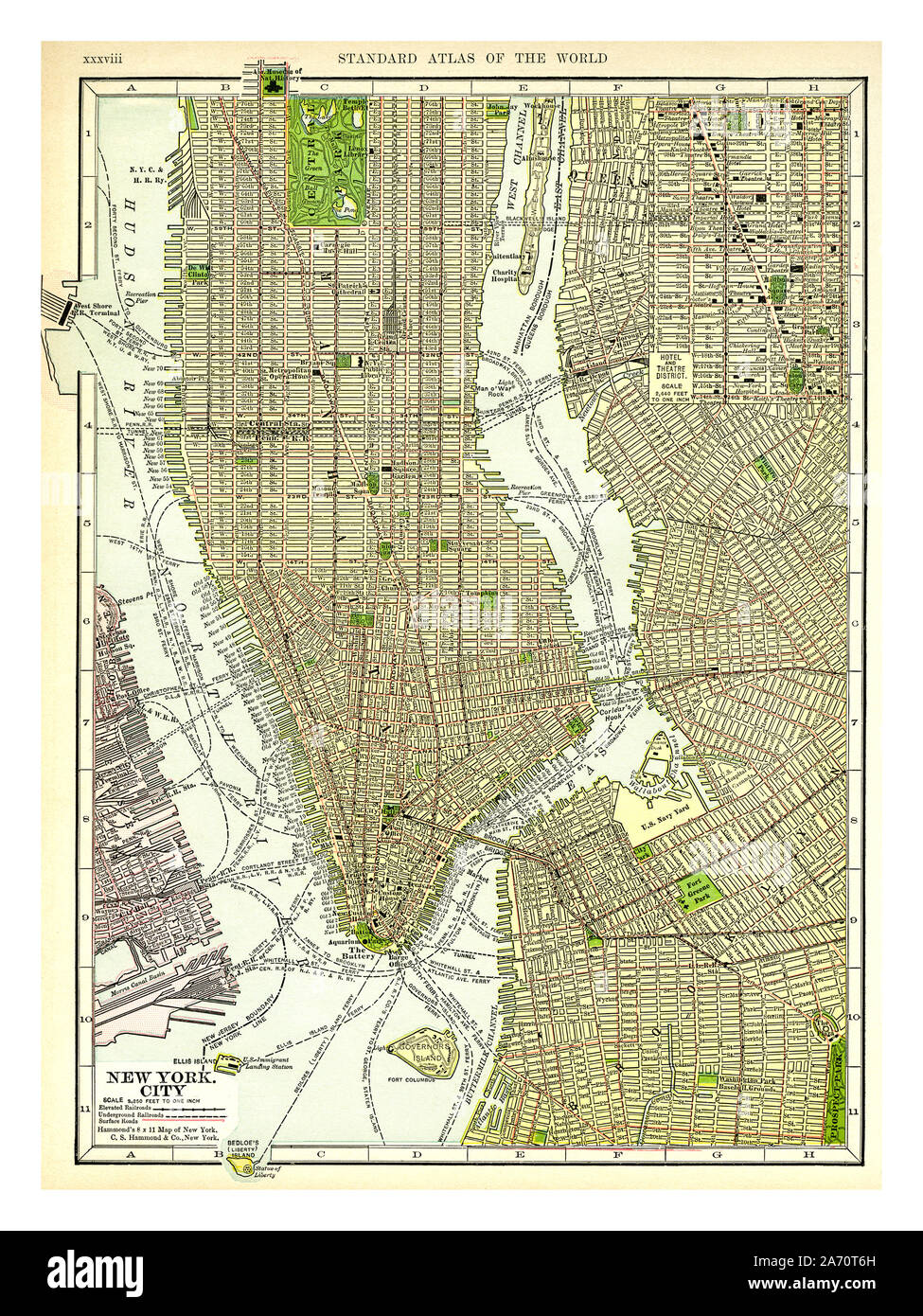 1906 Vintage New York City Map 1906 veröffentlicht. Amerika USA Stockfoto