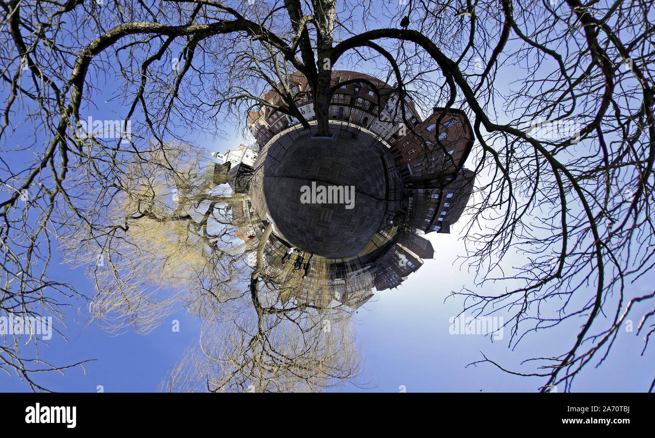Ein kleiner Planet Foto von Wasser Viertel, Lüneburg, Niedersachsen, Deutschland. Stockfoto