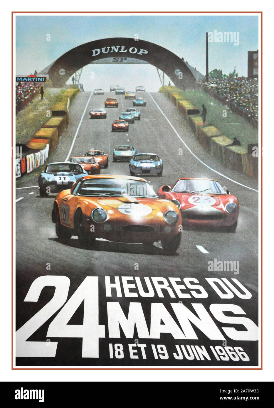 Jahrgang 1966 24 Stunden von Le Mans Rennen Vintage Poster 18.-19. Juni 1966 24 Heures du Mans Es war auch der siebten Runde der 1966 World Superbike-WM. Dies war die erste umfassende und viel gefeiert in Le Mans gewinnen für den Ford GT40 mit Bruce McLaren und Chris Amon sowie die ersten insgesamt für eine amerikanische Konstruktor win Stockfoto