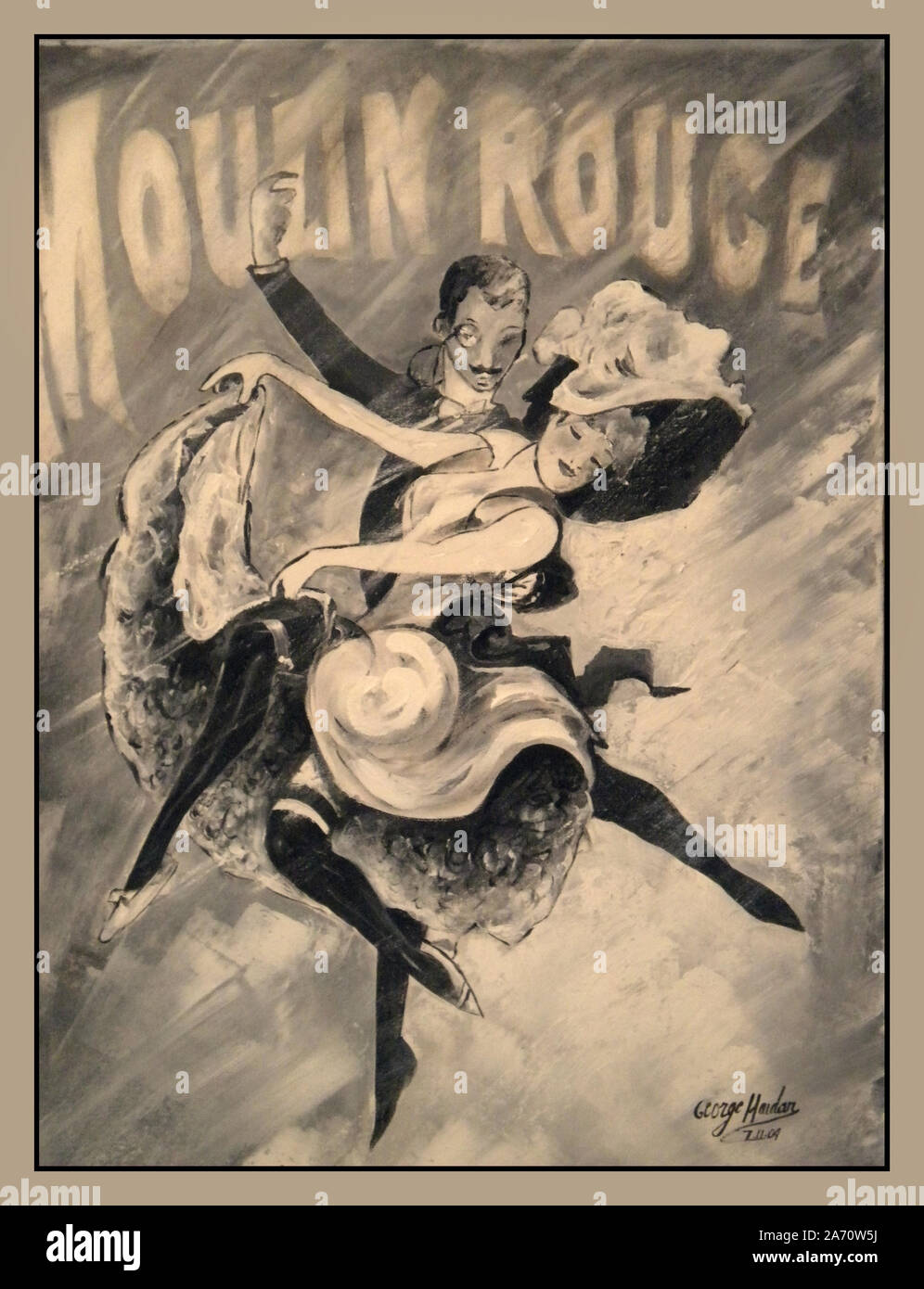 Jahrgang 1900 des französischen Moulin Rouge Poster Tänzerin Kann das Moulin Rouge Montmartre Paris Frankreich Stockfoto